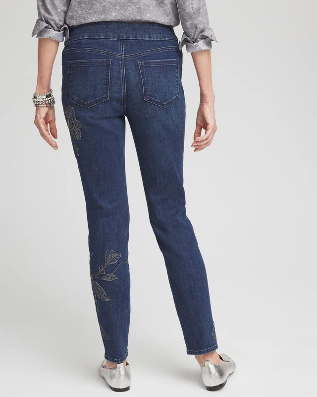 Floral Embroidered Pull-On Ankle Jeggings - image 3